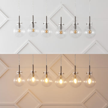 Harlow 40.5" Modern Contemporary Round Glass/Iron LED Linear Pendant - JONATHAN Y